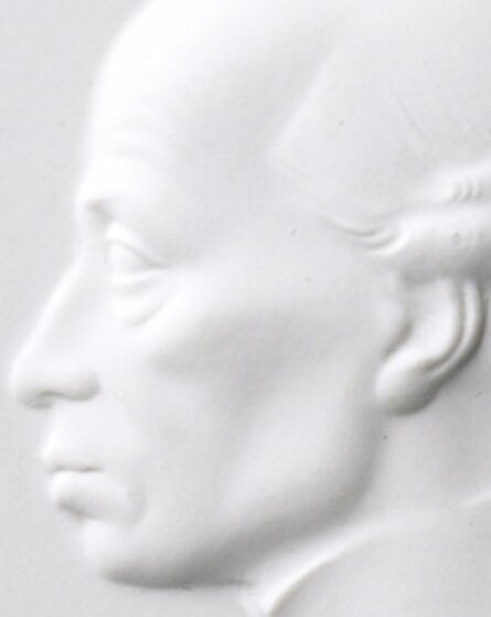 Ausschnitt der Porzellanmedaille mit Kant-Bildnis von Siegmund Schütz